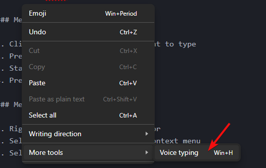 Voice-right-click-menu